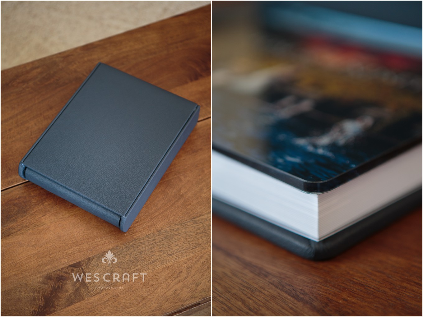 This Italian printed and bound album was given a deep blue leather binding with an acrylic photographic cover.