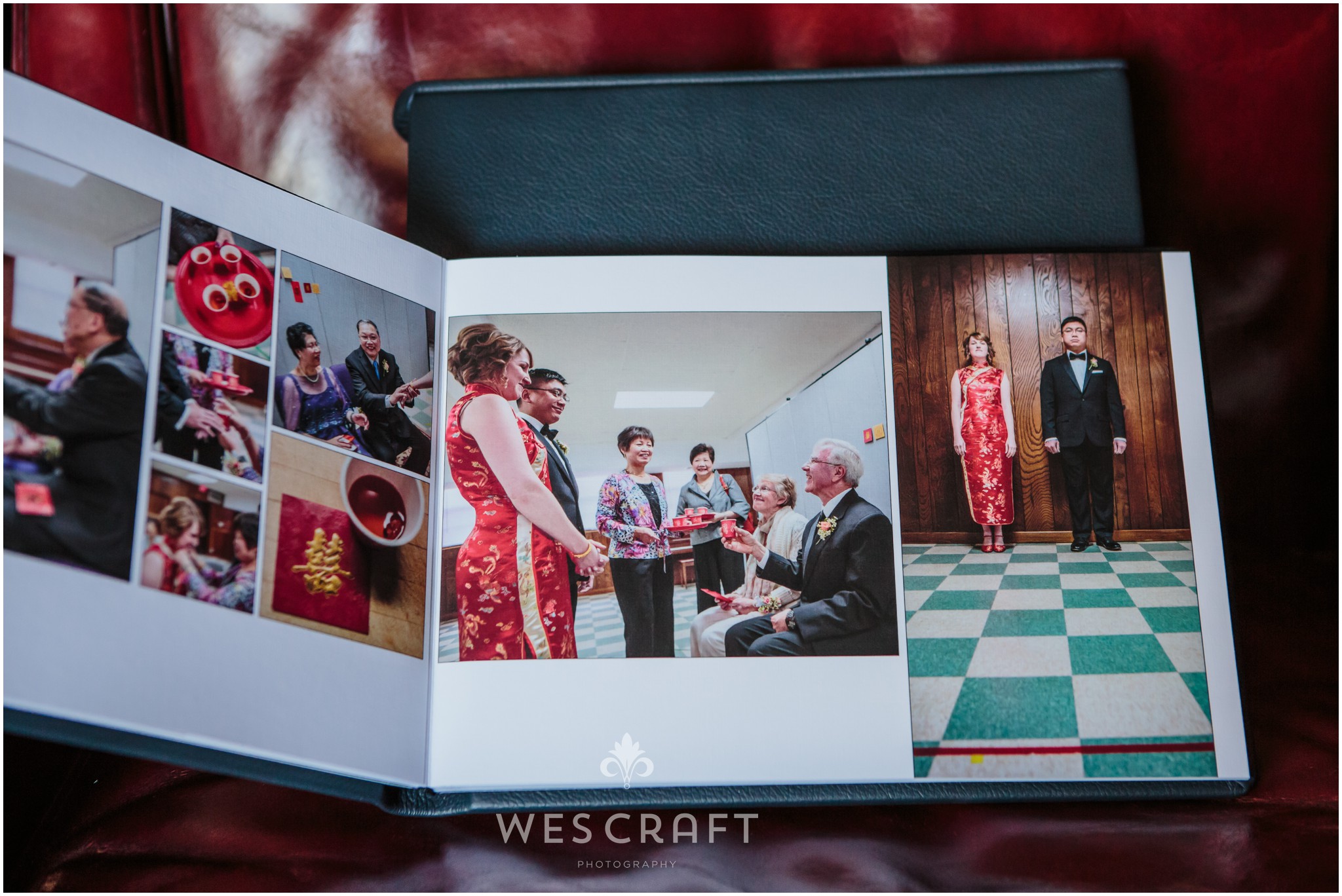 This Chicago couple had a traditional Chinese Tea ceremony in the church basement before the wedding ceremony. We made a serious Chinese wedding portrait as well! I love seeing this in print.