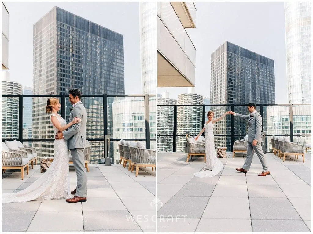 Chicago Rooftop Wedding First Look