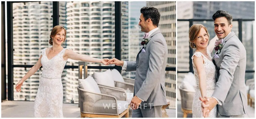 Chicago Rooftop Wedding First Look