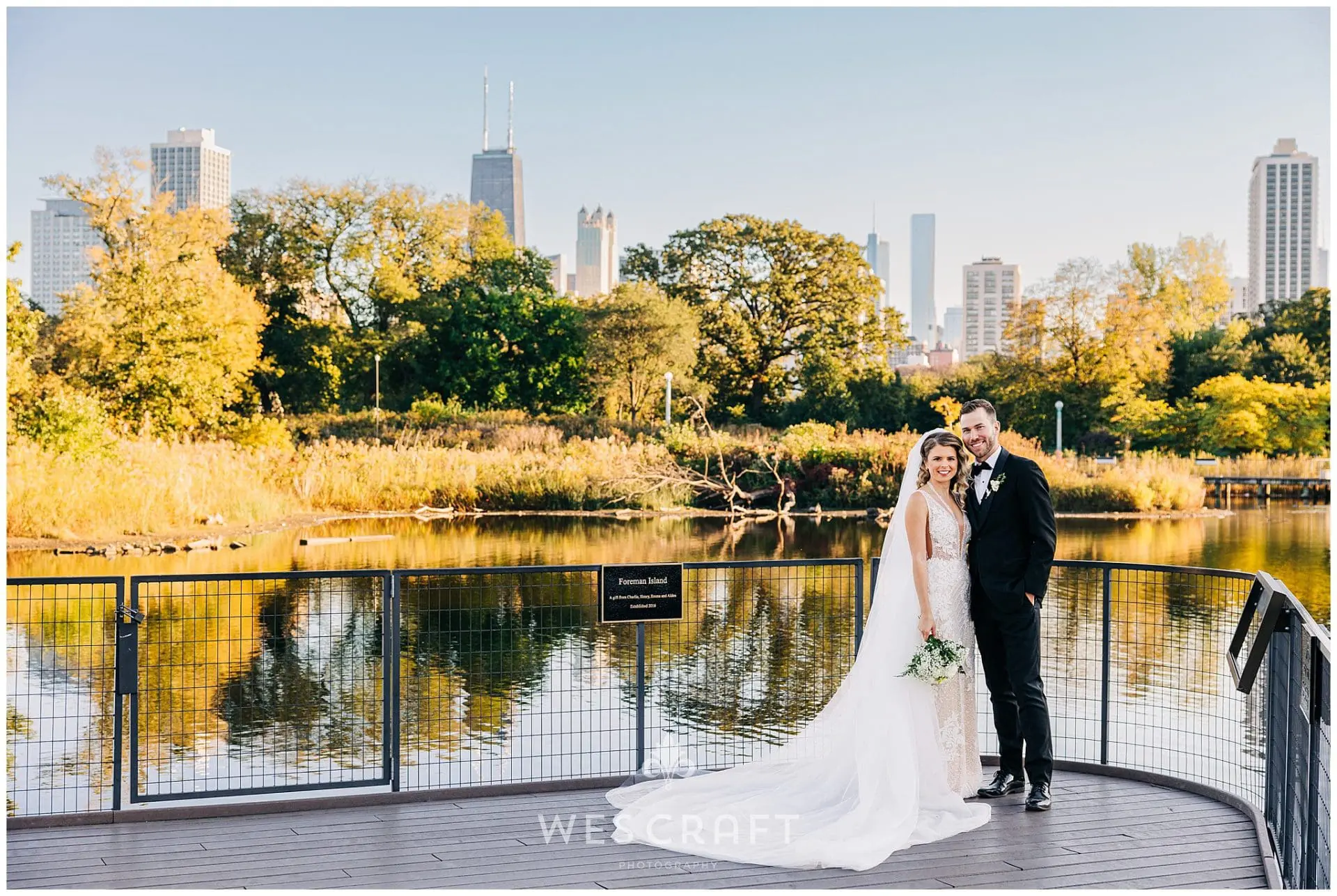 Nature Boardwalk at Lincoln Park Zoo Wedding Photos