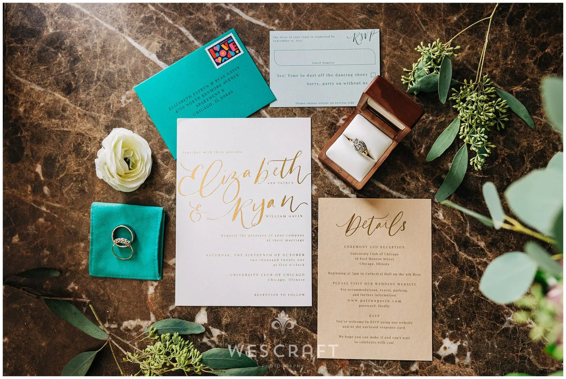 University Club Chicago Wedding Invite 