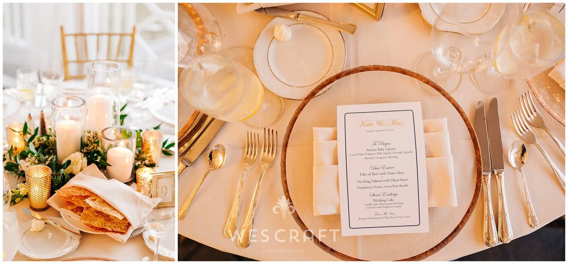 Westmoreland Country Club Wedding Reception Table Top