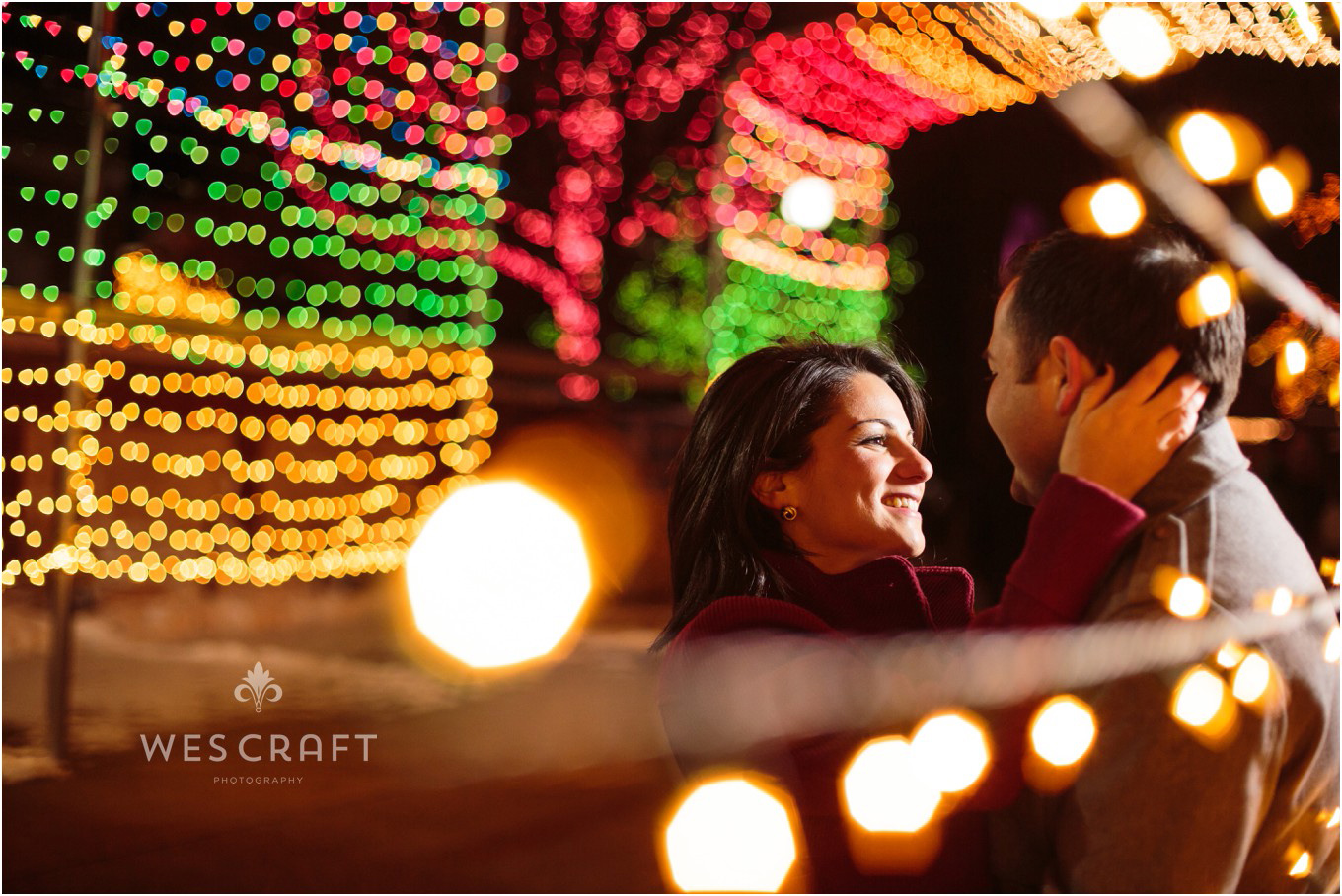 In Chicago Christmas is a cold but beautiful time to have engagement photographs.