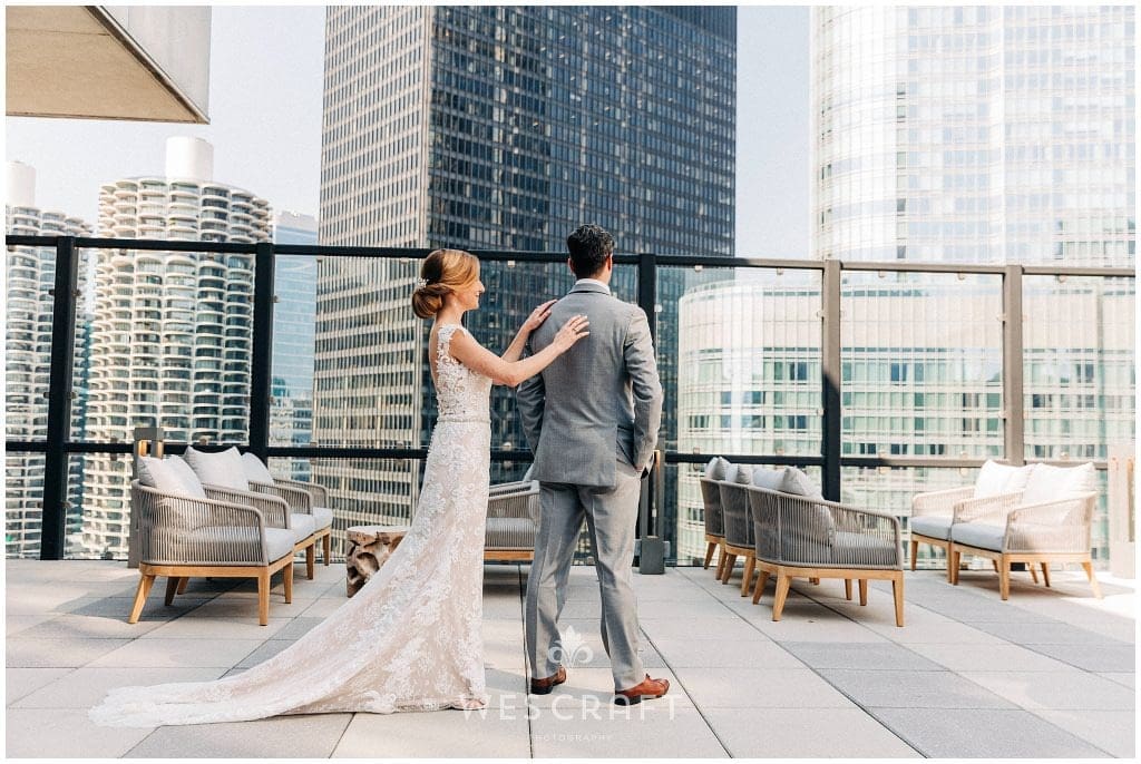 Chicago Rooftop Wedding First Look