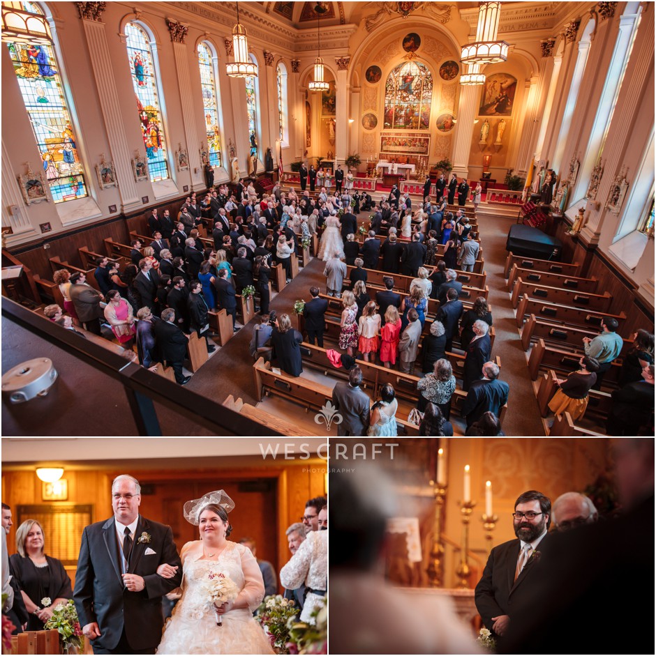 Necia & Wes worked together to capture Val & her father's entrance from both the balcony and the aisle. 