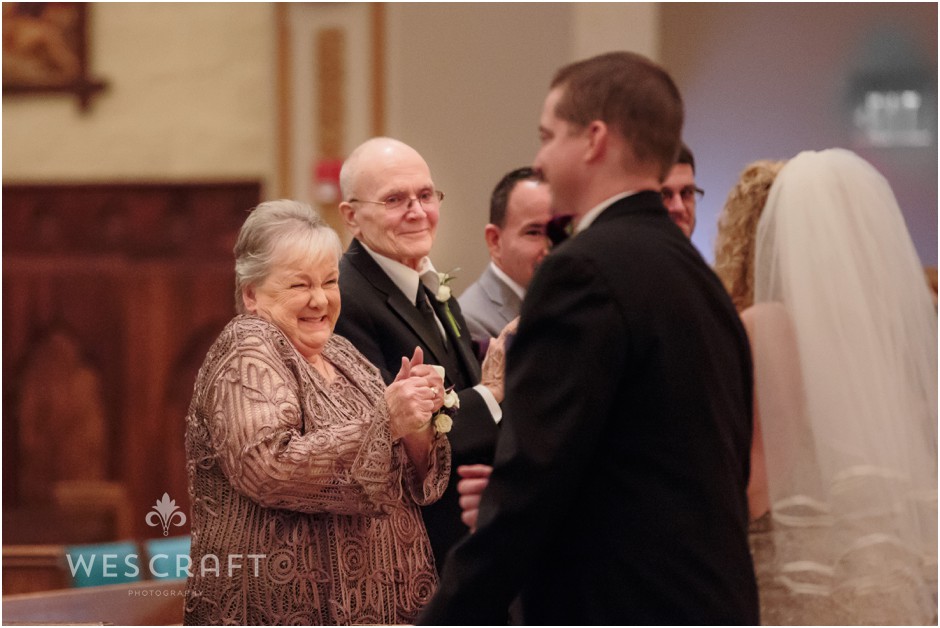 Shannon's mom is so excited as the bride and groom are announced. I love her little grin and double thumbs up.