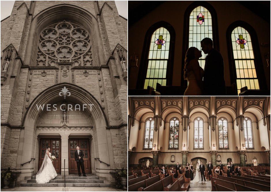 Many times our clients are in a hurry to depart their church and get to another photo location or the reception. When we're given a moment after the family formals we love to utilize the church for some lovely, less traditional, church formals.