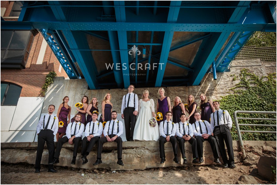 We shot a wedding in Grand Rapids, Mi for the first time and found ourselves under this bridge for a hipster wedding party photo.