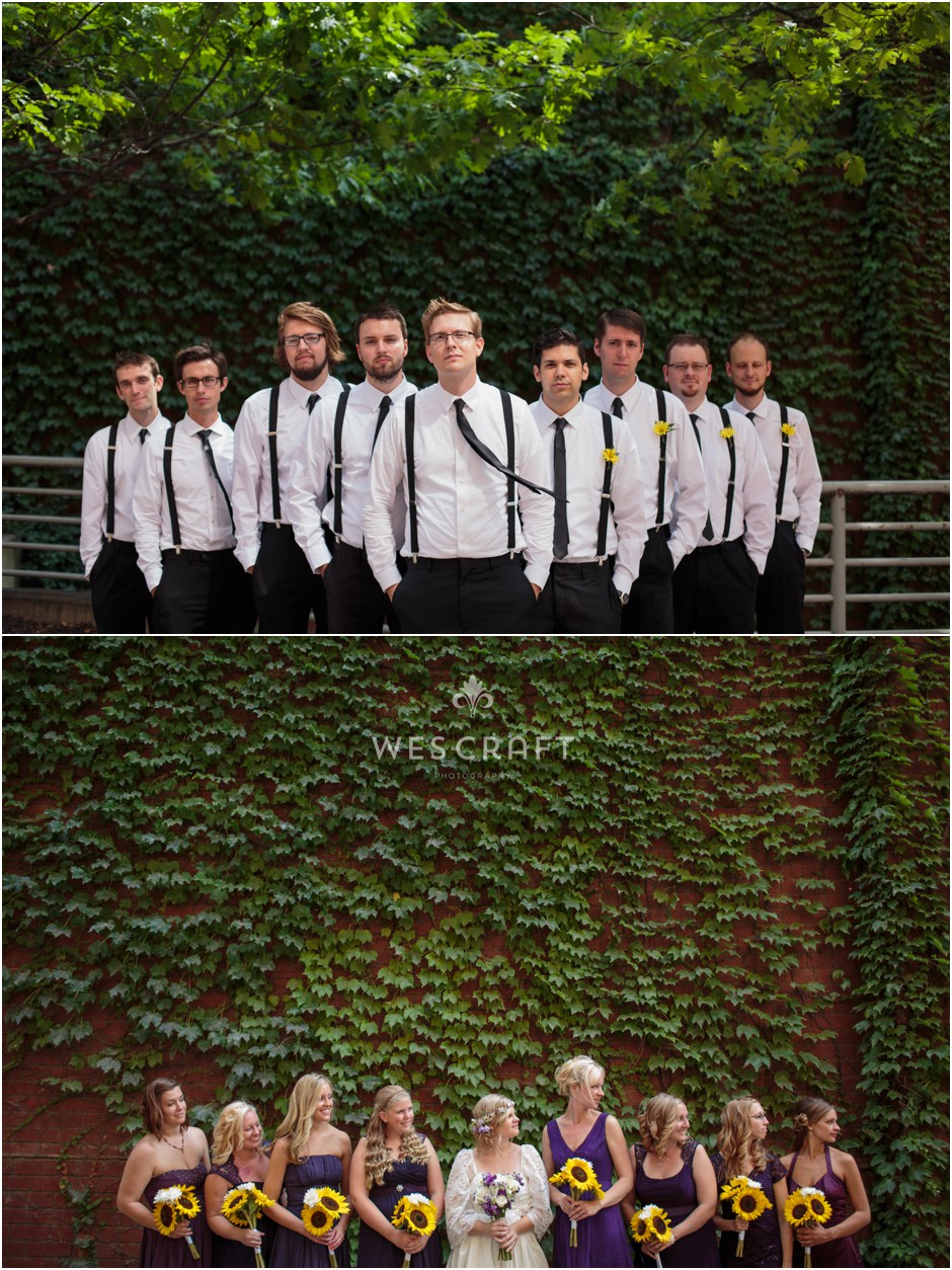 Grand Rapids, Mi has a lovely river walk. Ryan Gauper took the groomsmen photos and Wes Craft worked with the bridesmaids at the same time then we all came together for group shots.