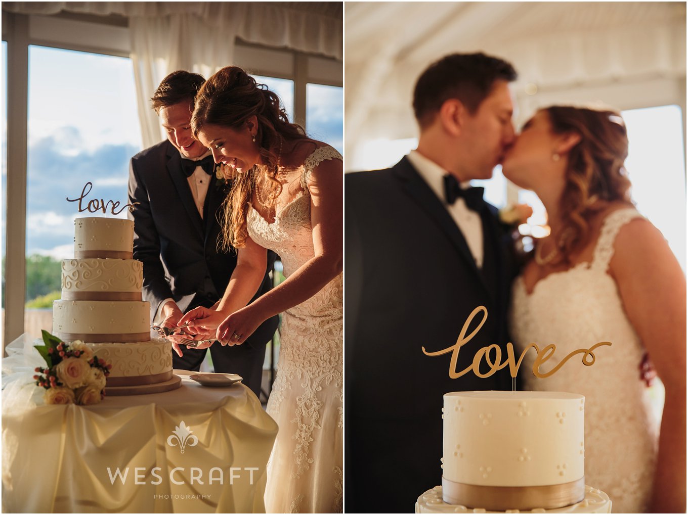 I just loved Jenny & Michael's cake topper. The sun beamed in during sunset as they cut their cake.