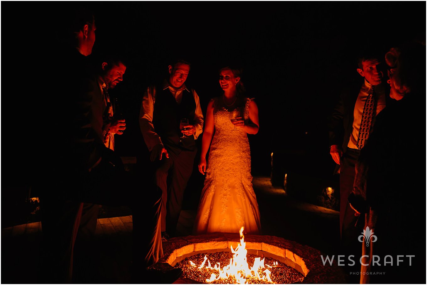 The fire pit in action during the wedding at Monte Bello Estate.